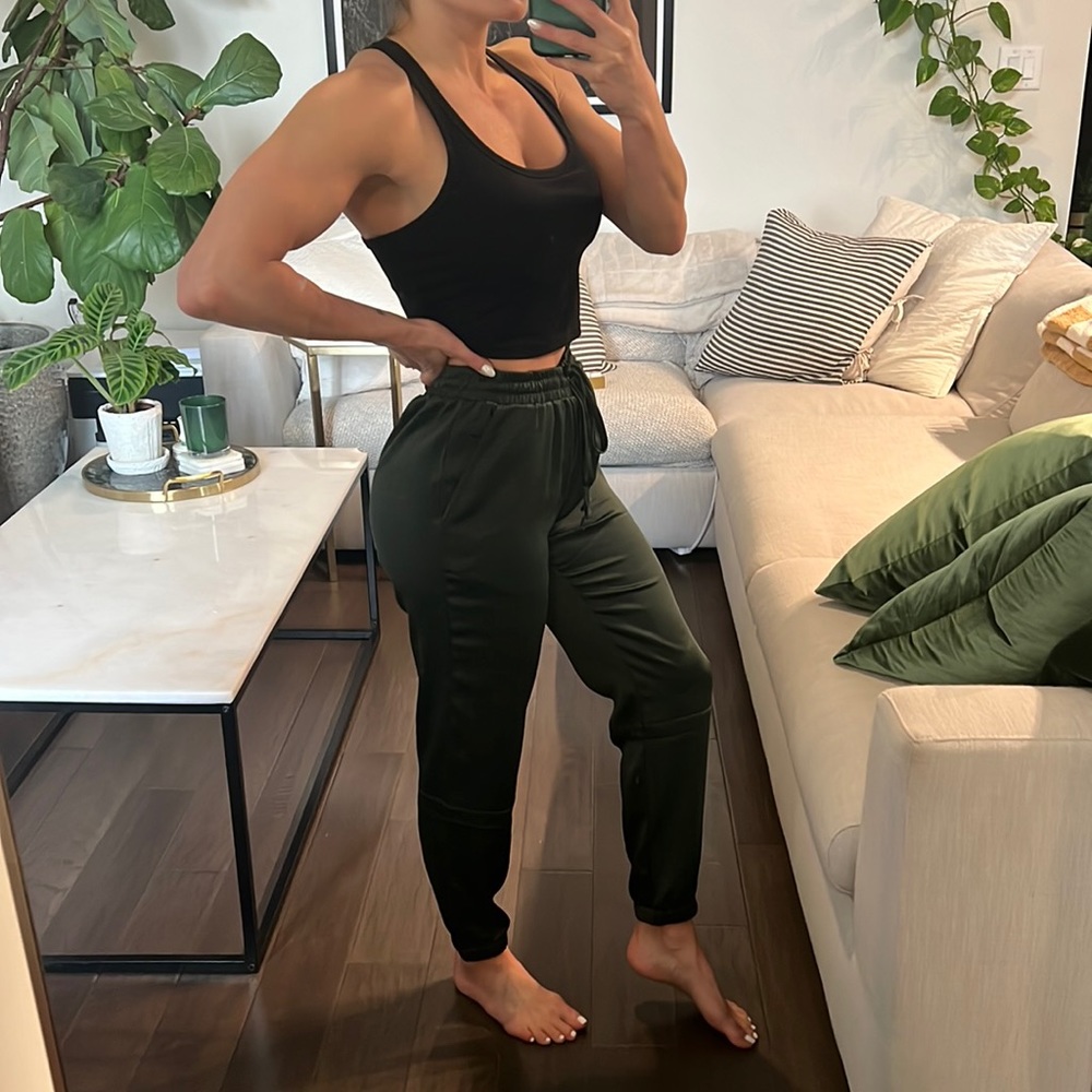 Women's Dark Green Jogger Pants - Picture 2 of 8
